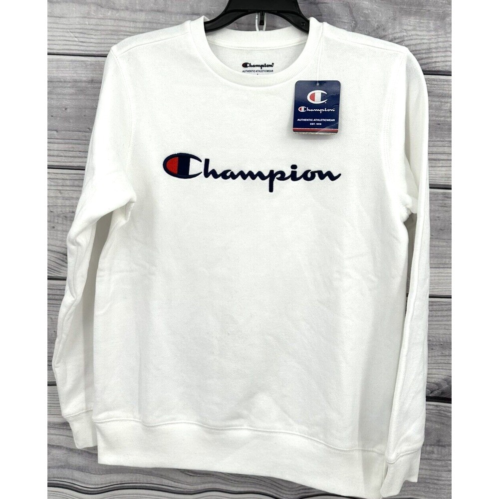 CHAMPION EMBROIDERED LOGO FLEECE CREWNECK SWEATSHIRT Unisex Youth Size Large‎